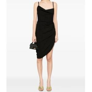 Jacquemus La Robe Saudade Draped Mini Dress Black Size 40 US 8 NWT